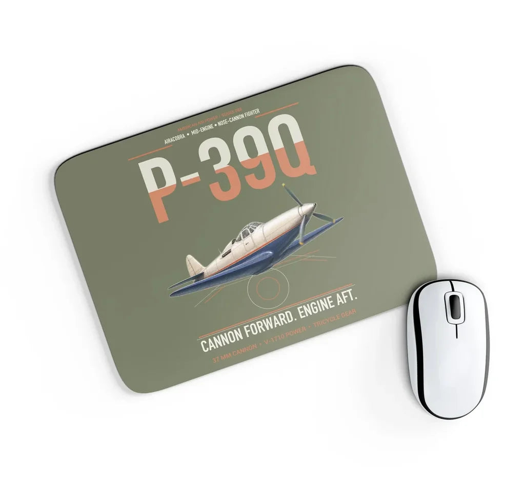 P-39Q Airacobra design on green army rectangle mouse pad