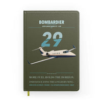 Thumbnail for Bombardier Learjet 29 design on green army notebook