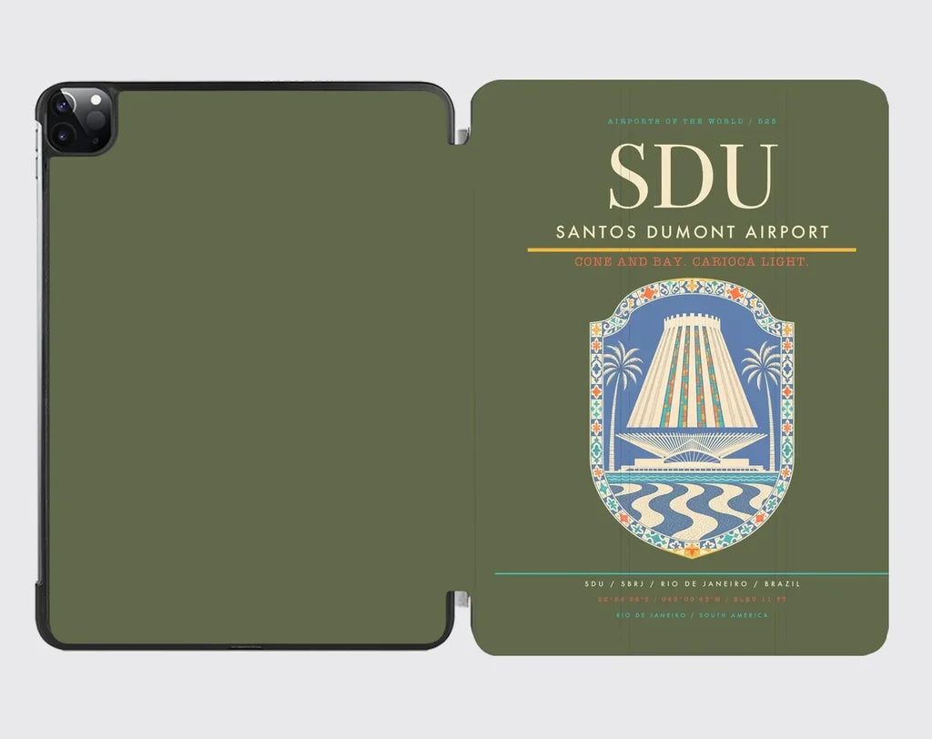 Santos Dumont Airport (SDU) design on green army ipad tablet case