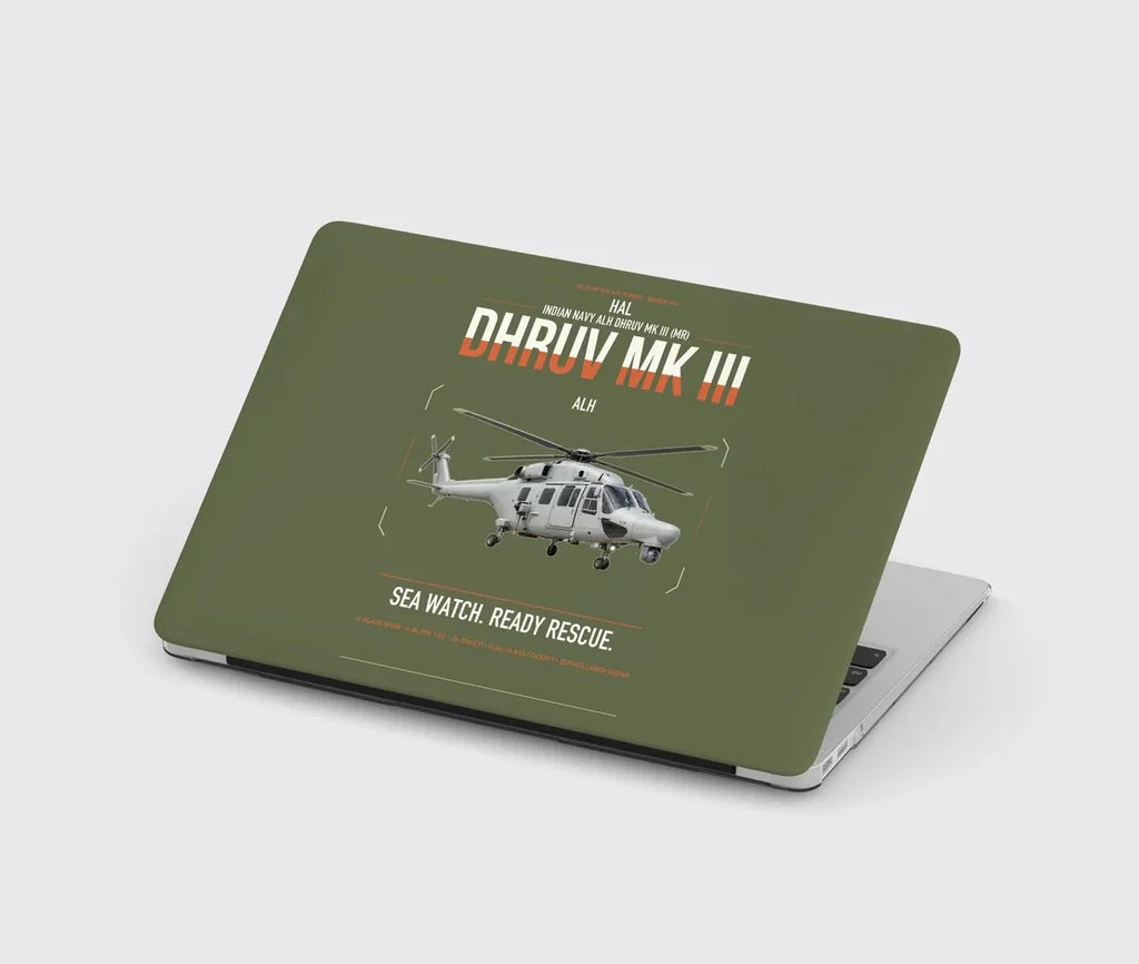 HAL ALH Dhruv Mk III design on green army MacBook case