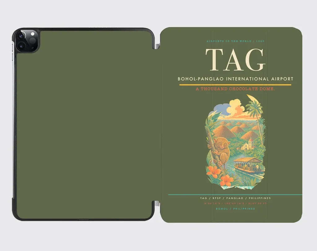 Bohol-Panglao International Airport (TAG) design on green army ipad tablet case