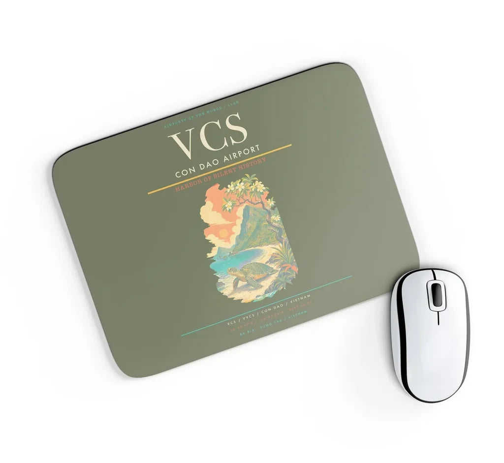 Con Dao Airport (VCS) design on green army rectangle mouse pad