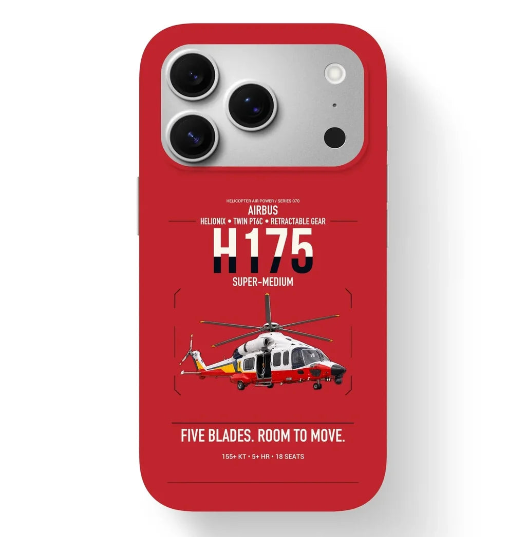 Airbus H175 design on red magsafe iphone case, for iPhone 17 Pro
