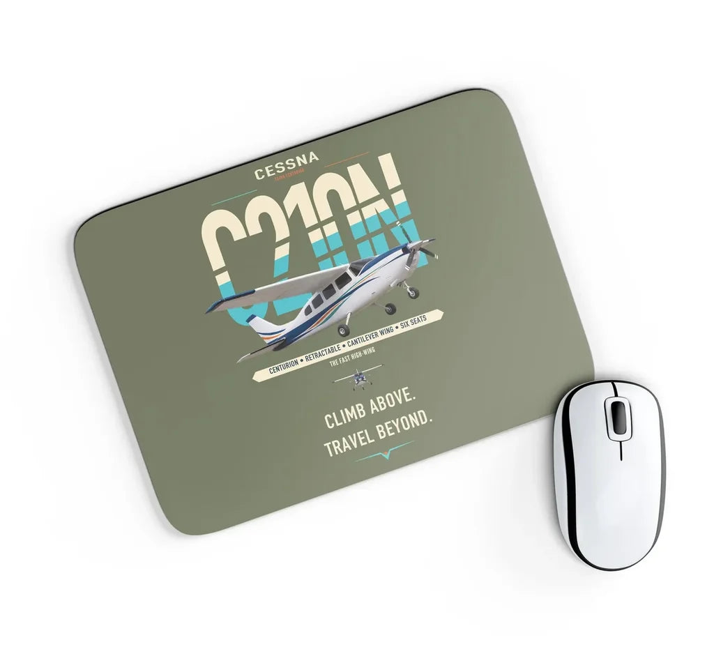 Cessna T210N Centurion design on green army rectangle mouse pad