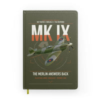 Thumbnail for Supermarine Spitfire Mk IX design on green army notebook
