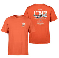 Thumbnail for Cessna 182 Skylane design on orange t-shirt, double-side print