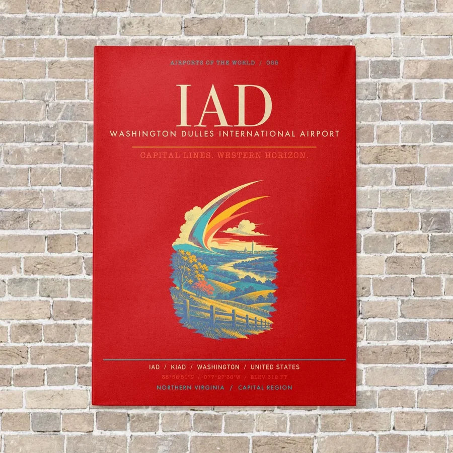 Washington Dulles International Airport IAD - Canvas Framed - Red