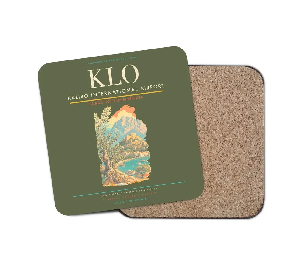 Kalibo International Airport (KLO) design on green army 1 piece coaster