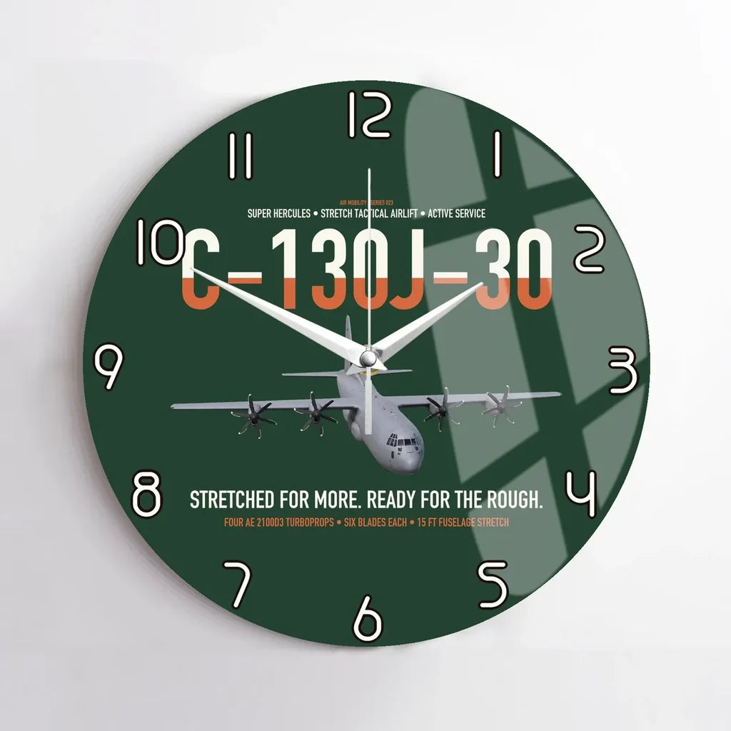 C-130J-30 Super Hercules design on dark green no frame wall clock