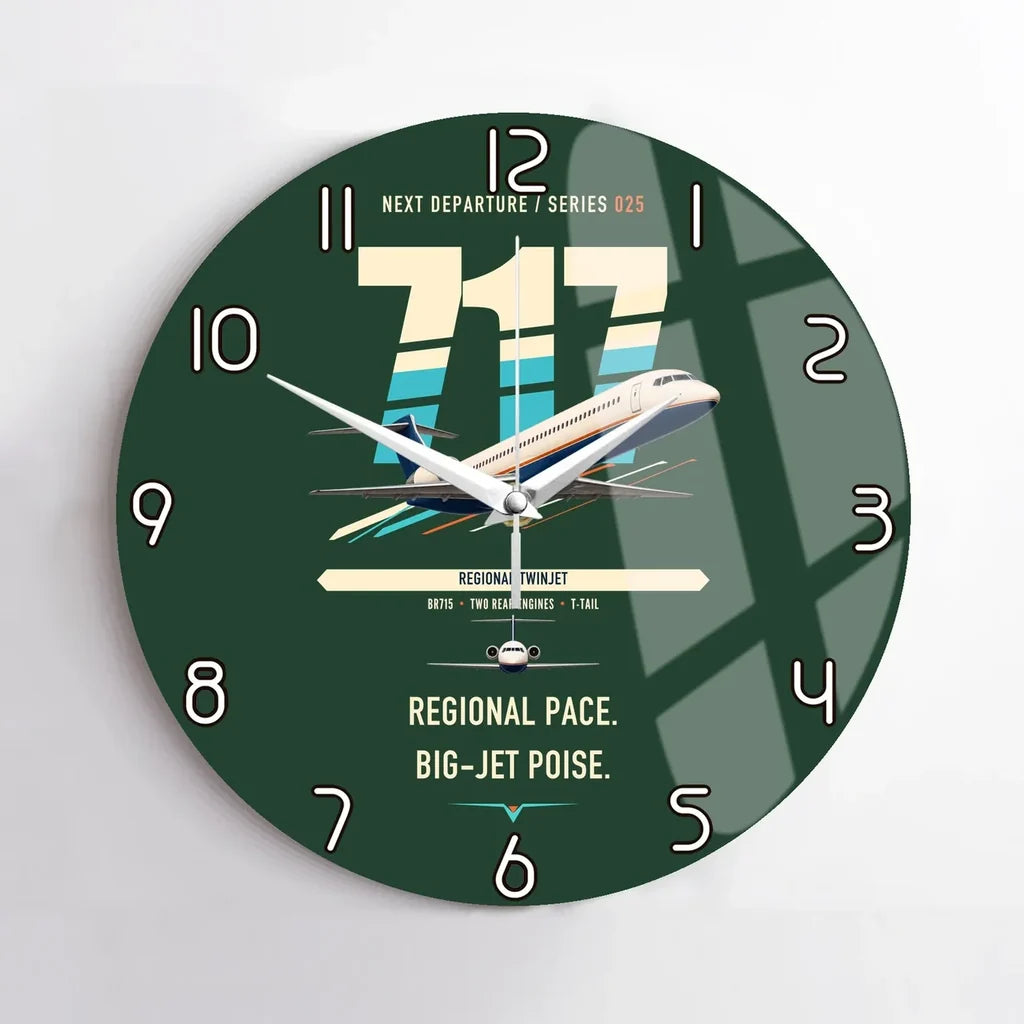 Boeing 717-200 design on dark green no frame wall clock