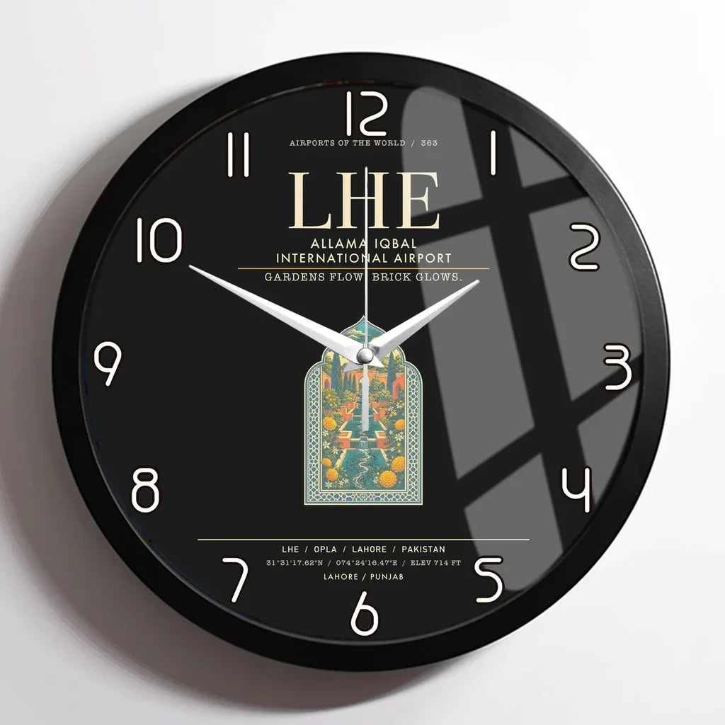 Allama Iqbal International Airport Lahore LHE Wall-Clock Framed - Black