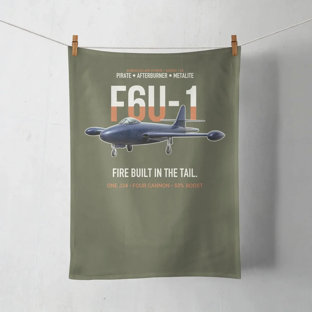 F6U-1 Pirate Fire Built in the Tail design on green army towel