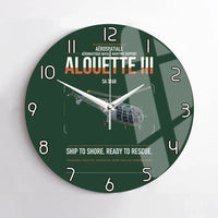 Thumbnail for Aérospatiale SA 316B Alouette III design on dark green no frame wall clock