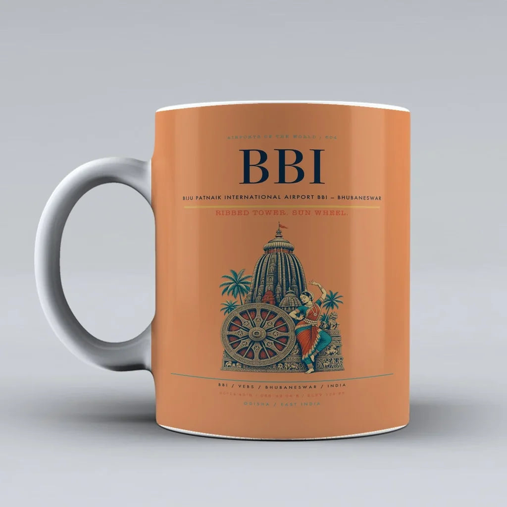 Patnaik International Airport BBI — Bhubaneswar Mug design on orange biju