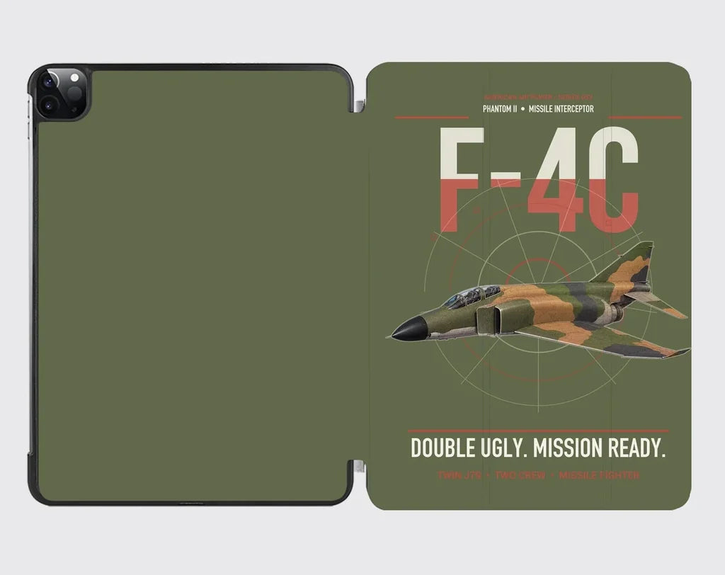 F-4C Phantom II design on green army ipad tablet case