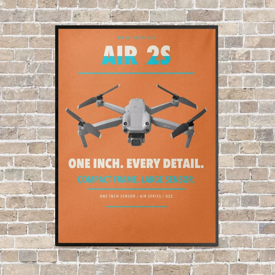 DJI Air 2S vertical canvas print - framed - orange background