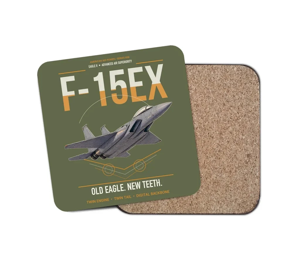 F-15EX Eagle II design on green army 1 piece coaster
