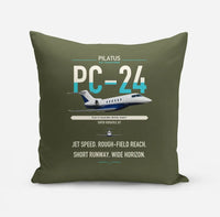 Thumbnail for Pilatus PC-24 design on green army pillow