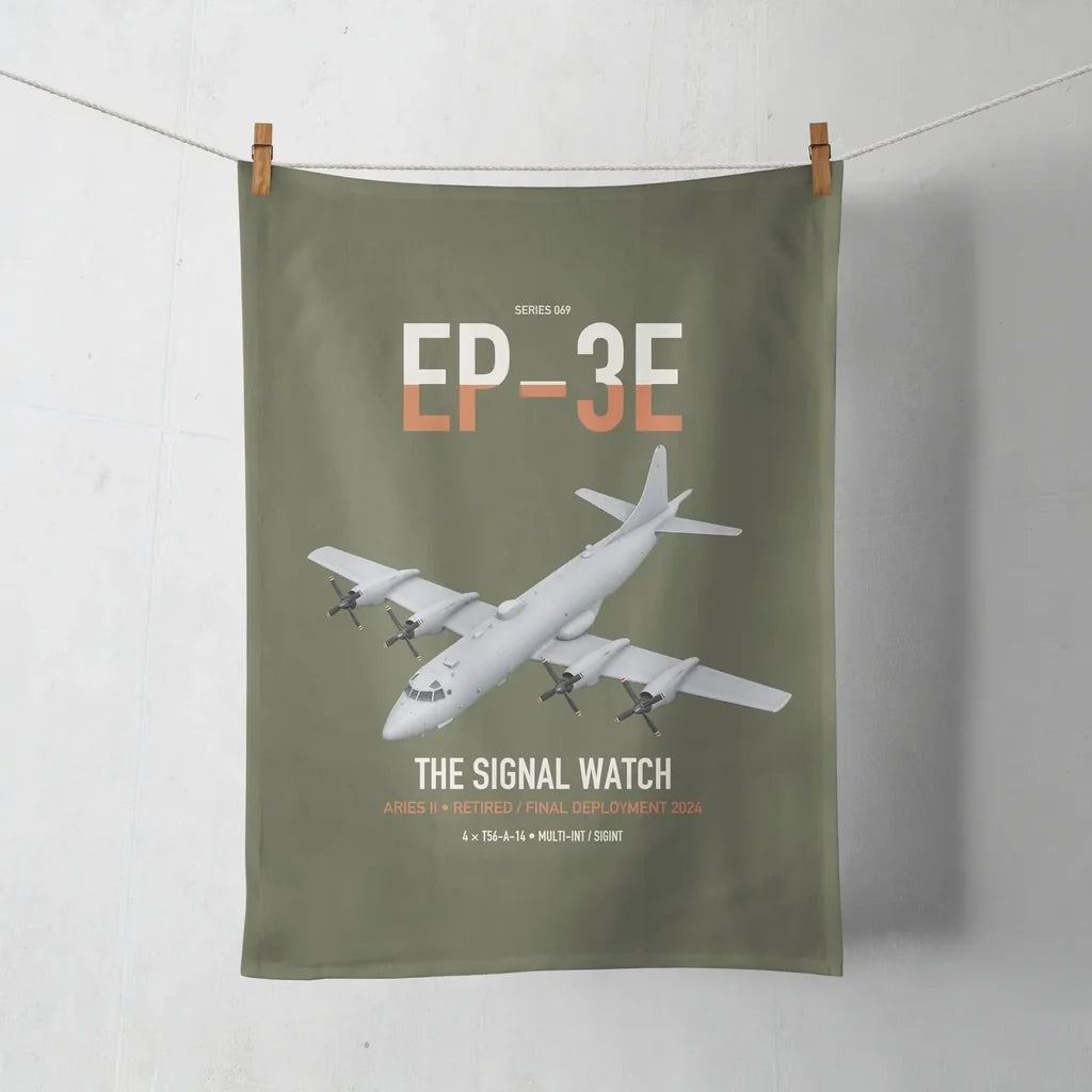 EP-3E ARIES II design on green army towel