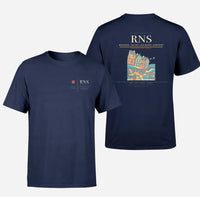 Thumbnail for Rennes–Saint-Jacques Airport (RNS) design printed on navy blue double-side t-shirt