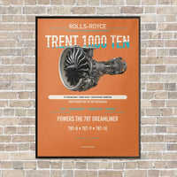 Thumbnail for TRENT 1000 TEN vertical canvas print - framed - orange background