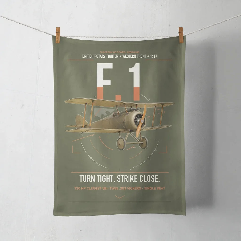 Sopwith Camel F.1 design on green army towel