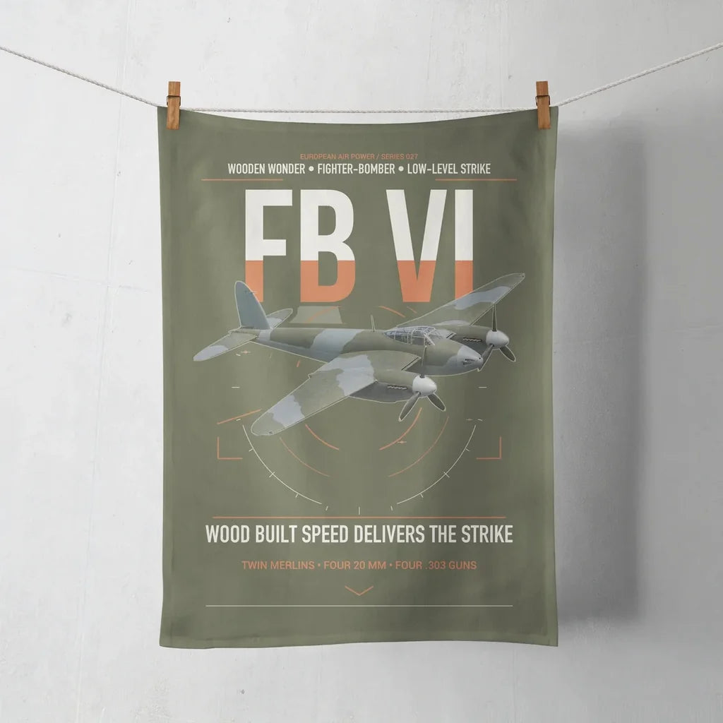de Havilland Mosquito FB VI design on green army towel