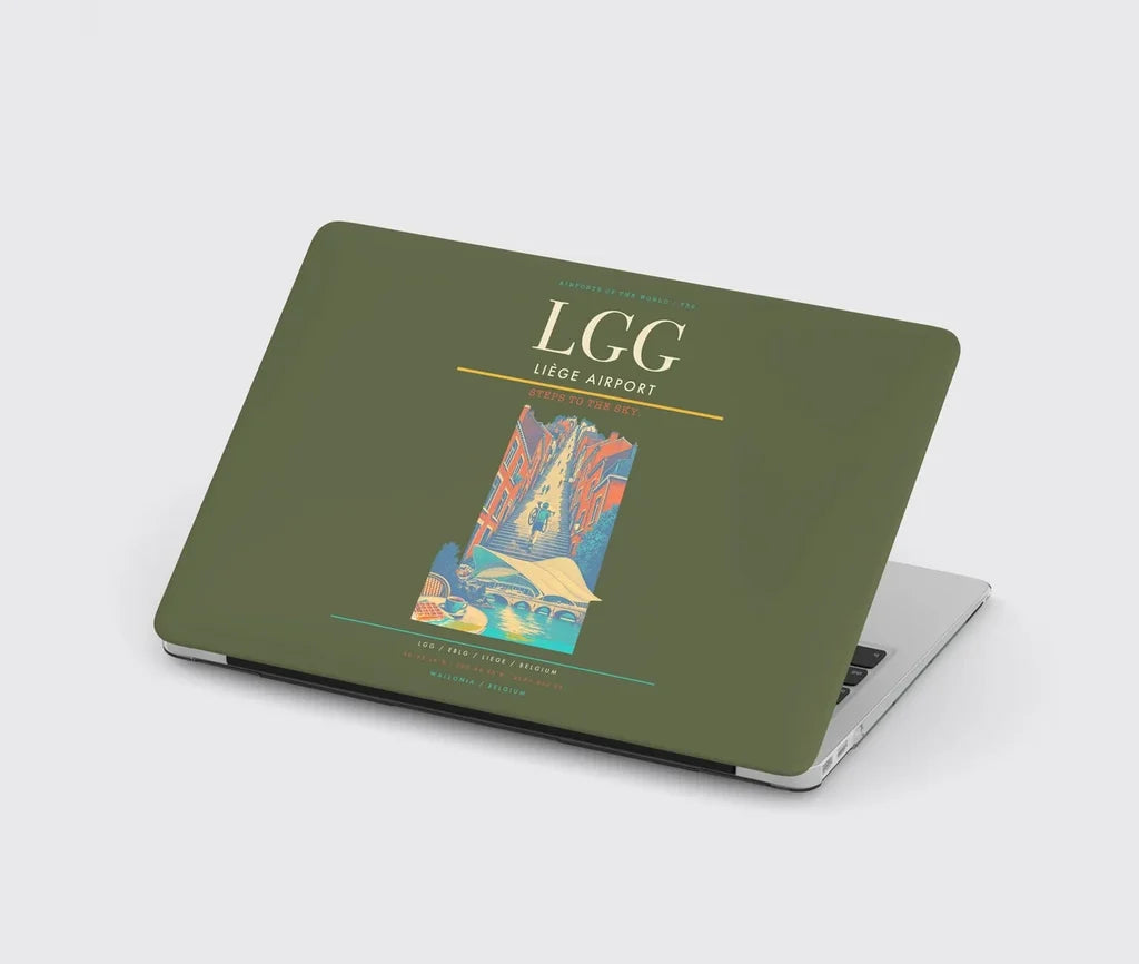 Liège Airport (LGG) design on green army MacBook case