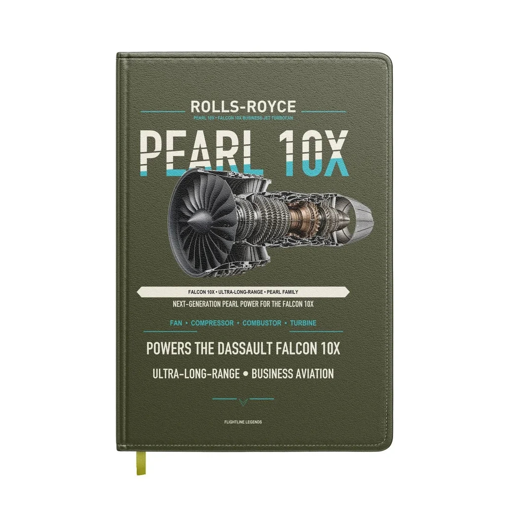 PEARL 10X design on green army notebook