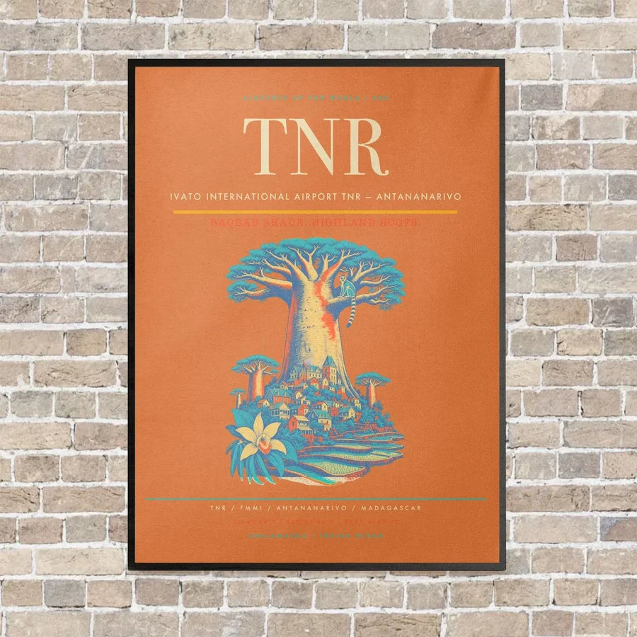 Ivato International Airport TNR — Antananarivo vertical canvas print - framed - orange background