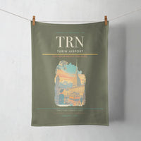 Thumbnail for Turin Airport (TRN) design on green army towel