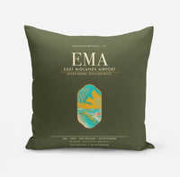 Thumbnail for East Midlands Airport (EMA) design on green army pillow