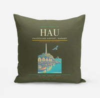 Thumbnail for Haugesund Airport, Karmøy (HAU) design on green army pillow