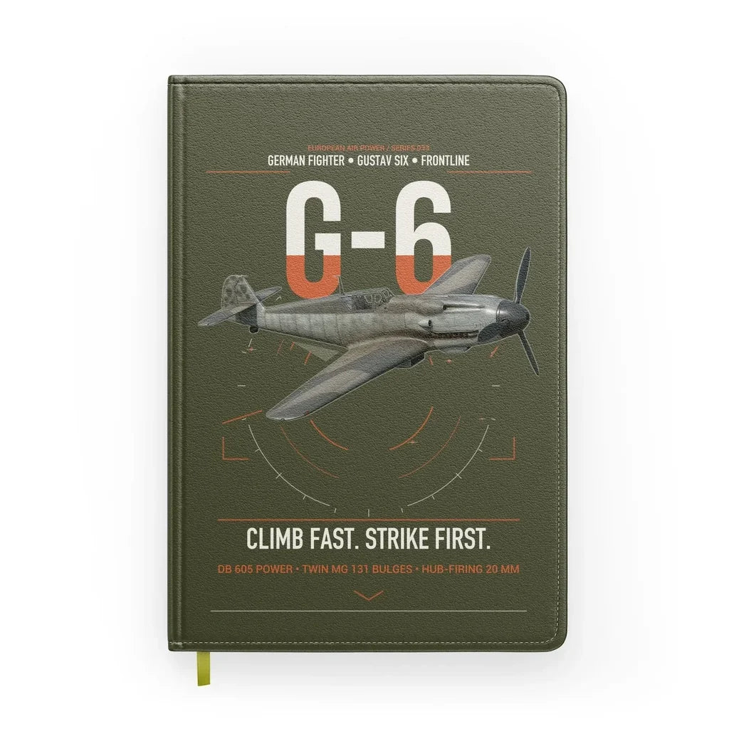 Messerschmitt Bf 109G-6 design on green army notebook