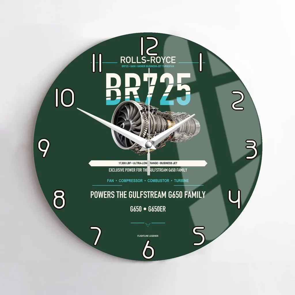 BR725 design on dark green no frame wall clock
