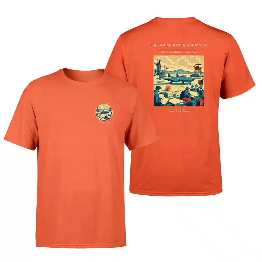 VINTAGE G4459 - The Sound Barrier Morning - Double-Side T-Shirt design on orange double side t shirt