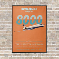 Thumbnail for Bombardier Global 8000 vertical canvas print - framed - orange background