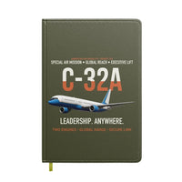 Thumbnail for C-32A Air Force Two Global Reach design on green army notebook