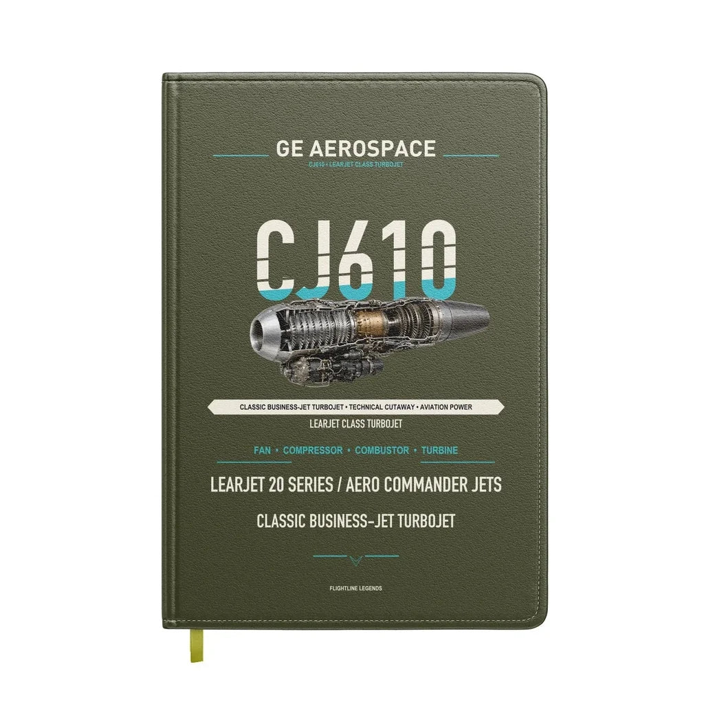 CJ610 design on green army notebook