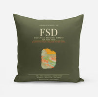 Thumbnail for Sioux Falls Regional Airport Joe Foss Field (FSD) design on green army pillow