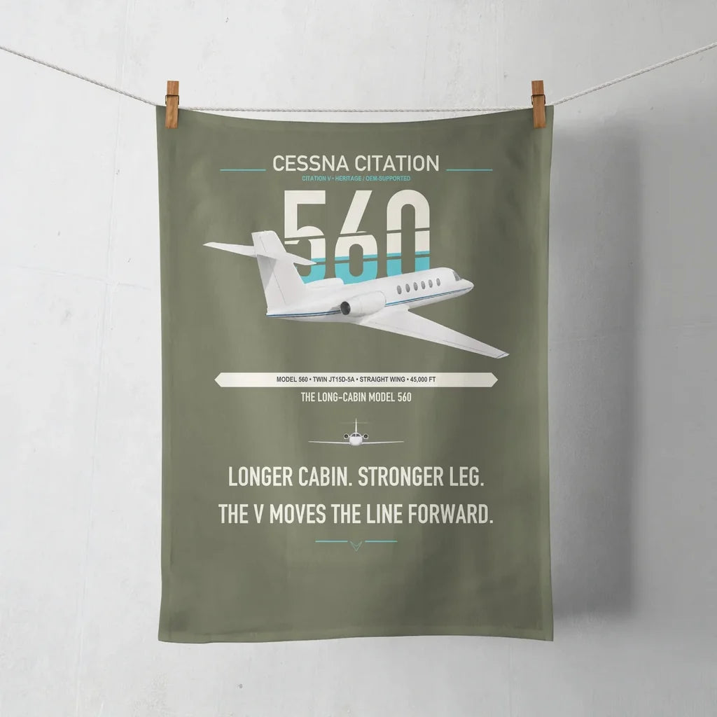 Cessna Citation 560 - Citation V design on green army towel