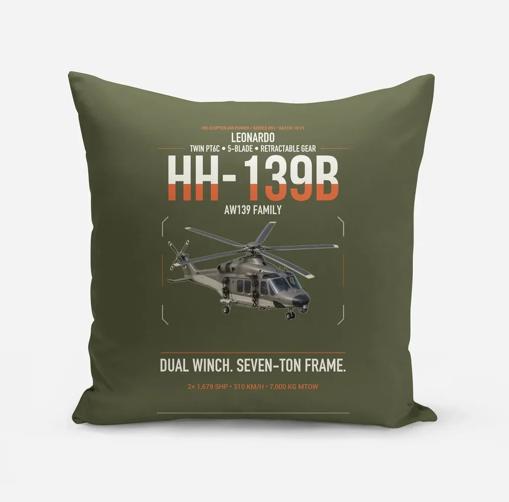 Leonardo HH-139B design on green army pillow