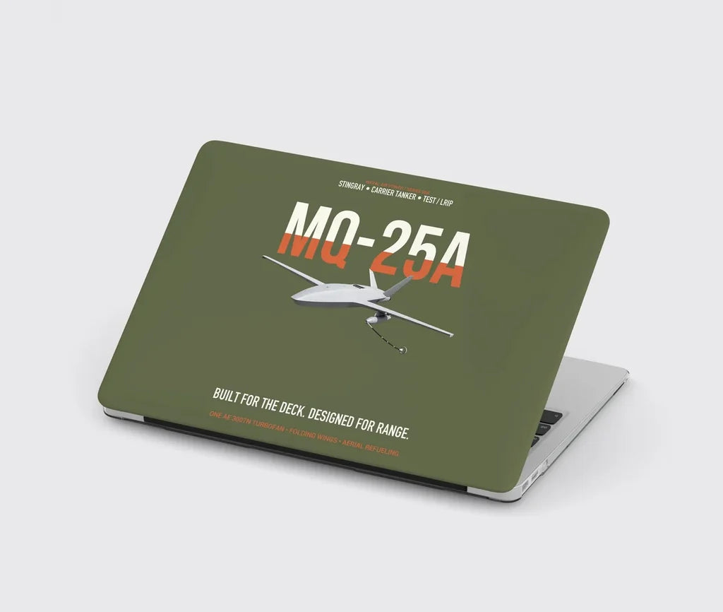 MQ-25A STINGRAY design on green army MacBook case
