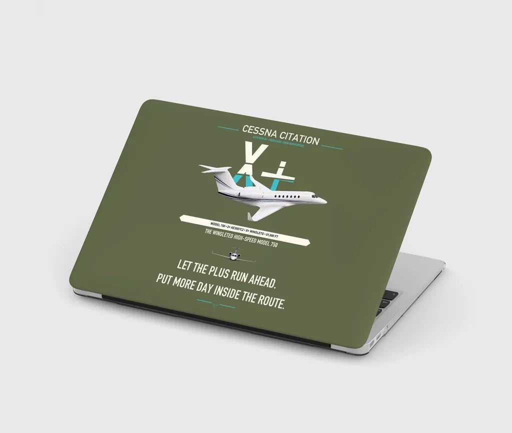 Cessna Citation X+ design on green army MacBook case