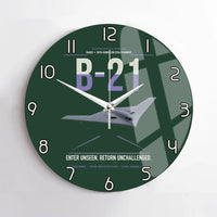 Thumbnail for B-21 Raider design on dark green no frame wall clock