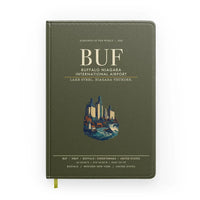 Thumbnail for Buffalo Niagara International Airport (BUF) design on green army notebook