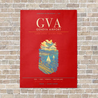 Thumbnail for Geneva Airport GVA - Canvas Framed - Red