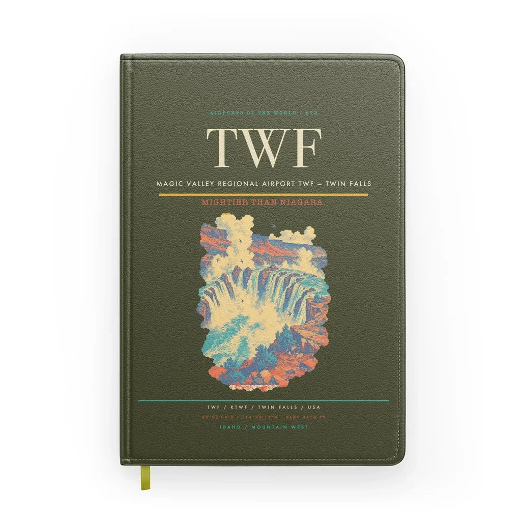 Magic Valley Regional Airport (TWF) design on green army notebook