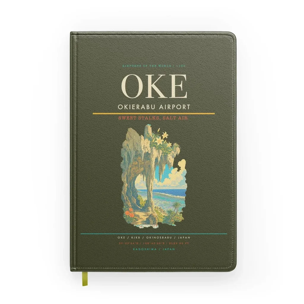 Okierabu Airport (OKE) design on green army notebook