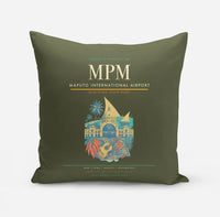 Thumbnail for Maputo International Airport (MPM) design on green army pillow